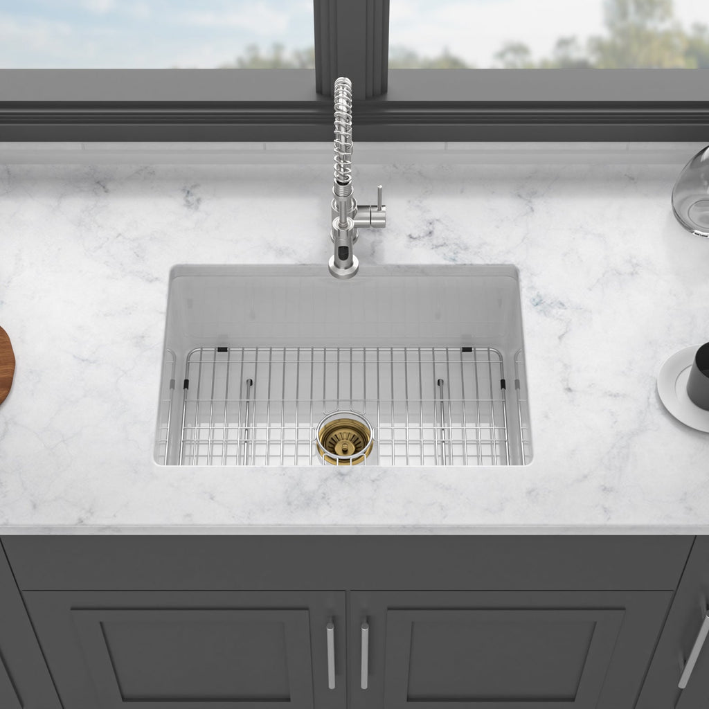 27"x19"x10" Undermount Single Bowl Fireclay Kitchen Sink