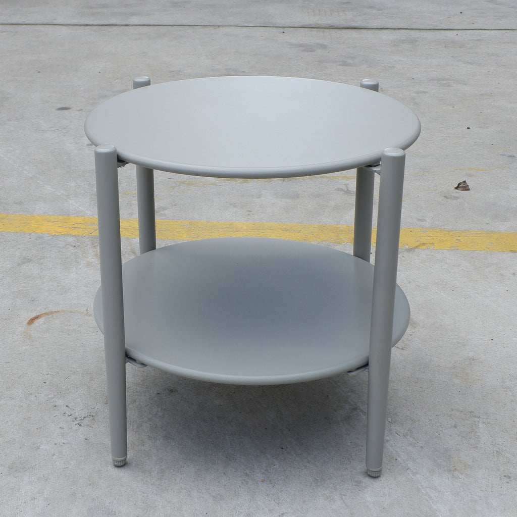 Metal Round Side Table with 2-Tier Design