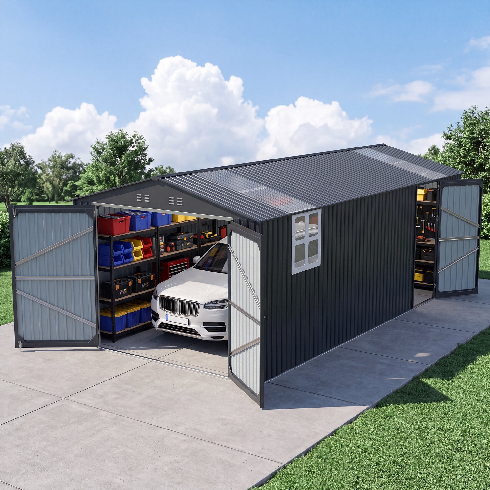 Outdoor Storage Shed 20x13 FT, Metal Garden Shed