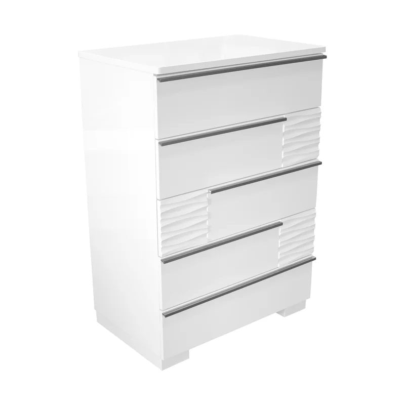 Modern Bedroom 5-Drawer Chest in White Finish