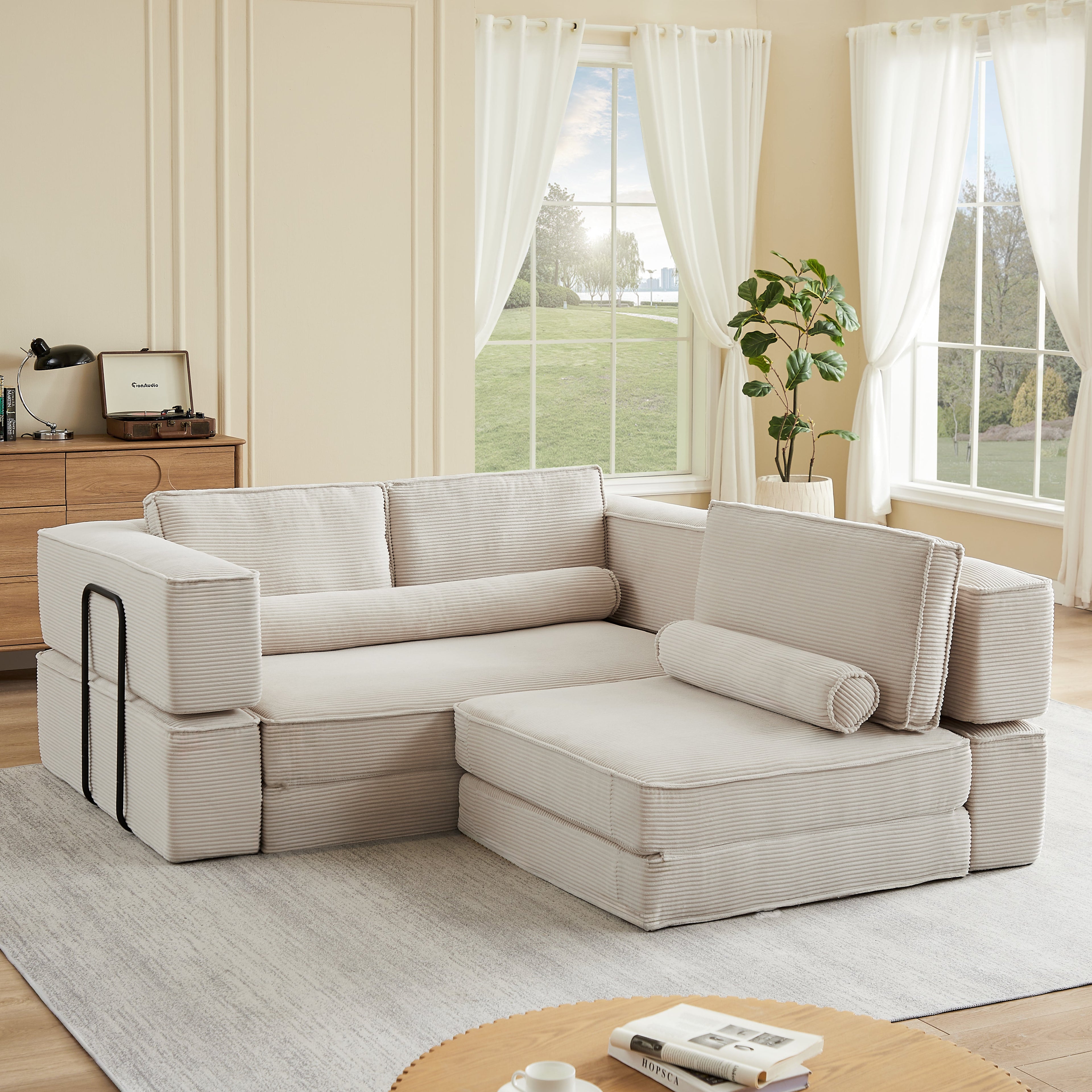 Large Modern Corduroy Sofa