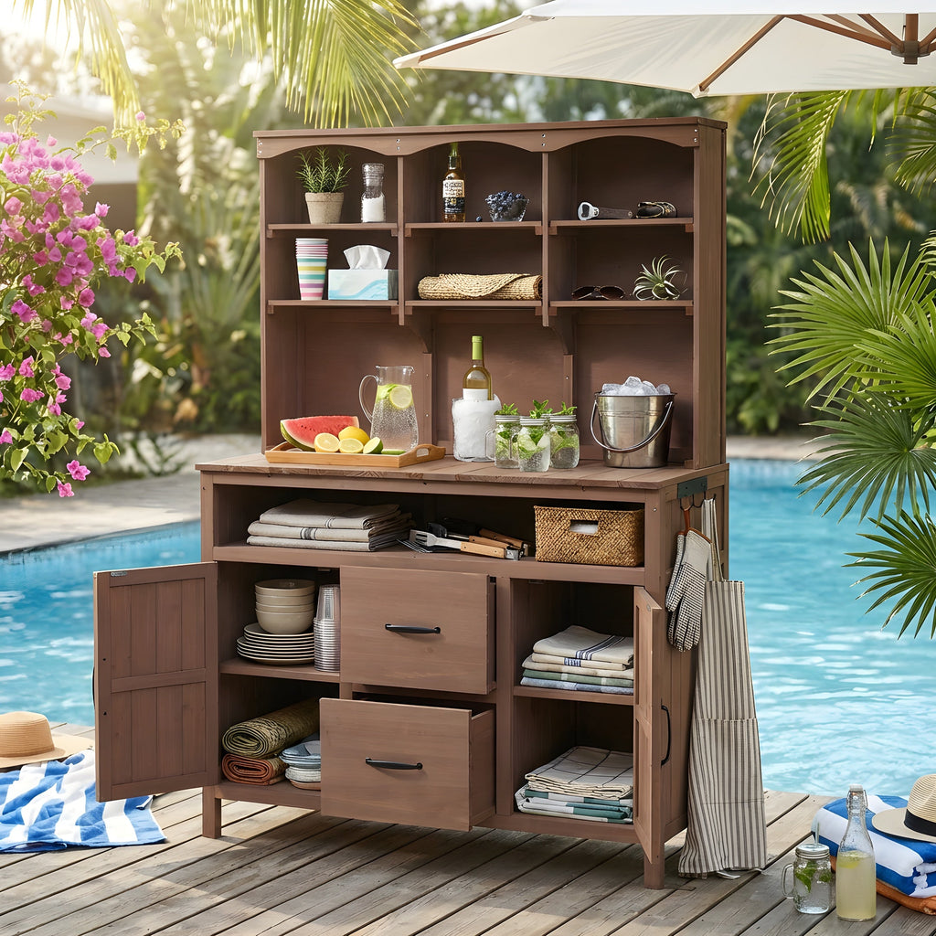 TOPMAX Large Fir Wood Potting Bench