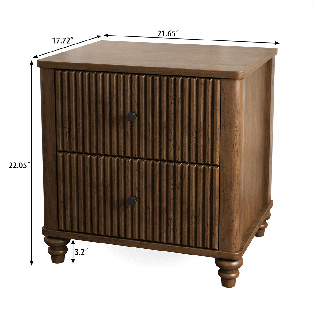 Fluted Nightstand 2-Piece Set