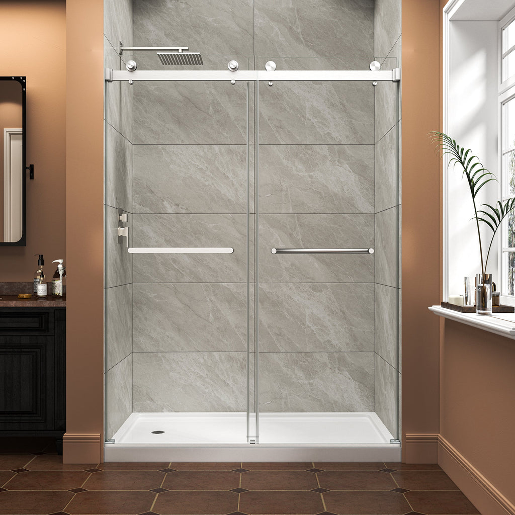 55"-60" W x 76" H Brushed Shower Door