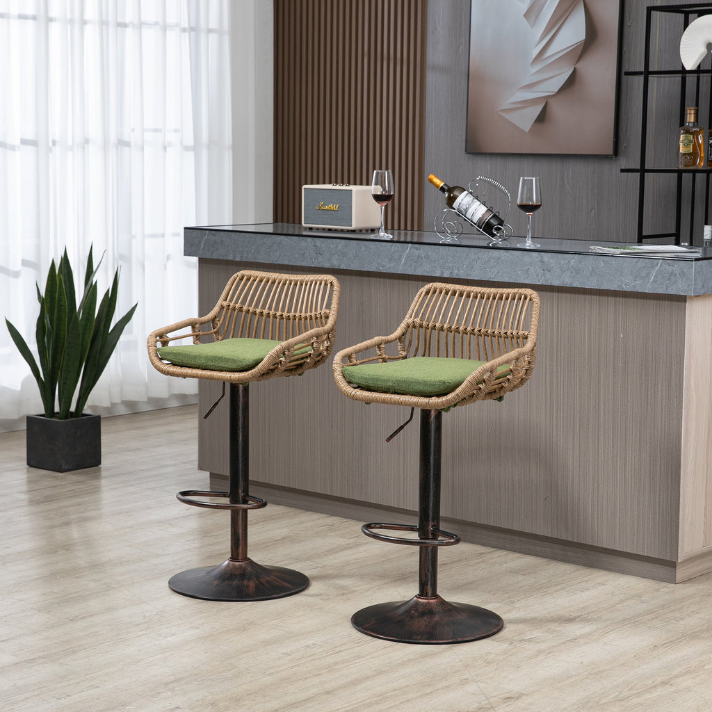 Modern Swivel Bar Stools Set of 2 Adjustable Counter Height Chairs