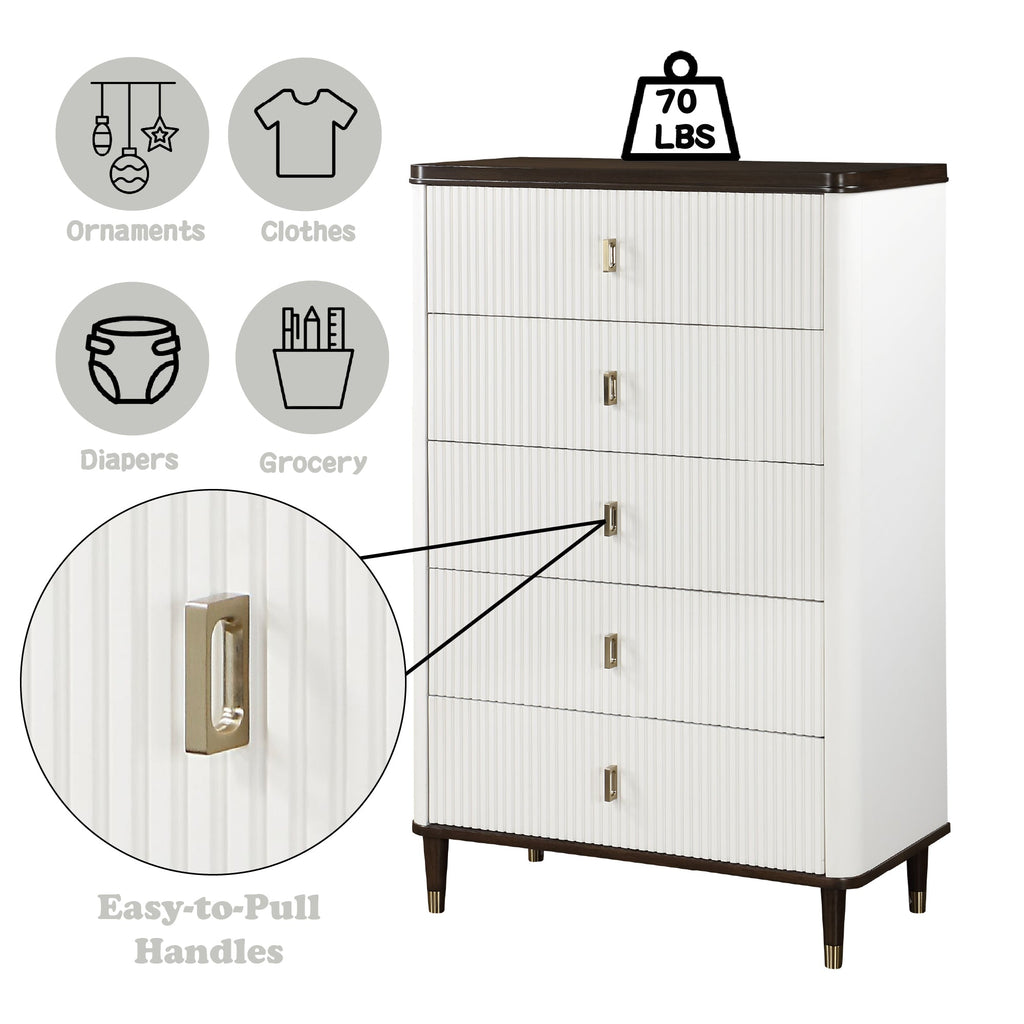 Carena 5-Piece Bedroom Set (E.King, Dresser, Chest, Mirror, Nightstand)