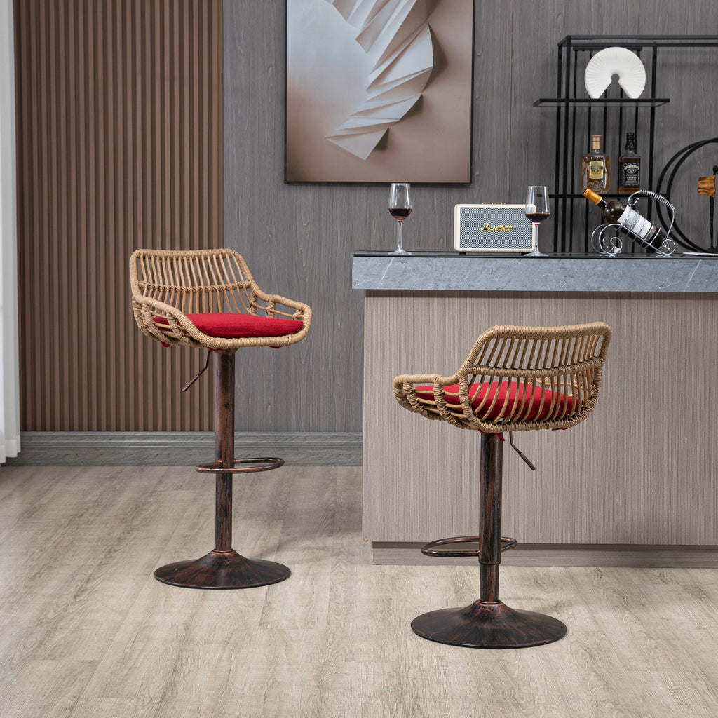 Modern Swivel Bar Stools Set of 2 Adjustable Counter Height Chairs