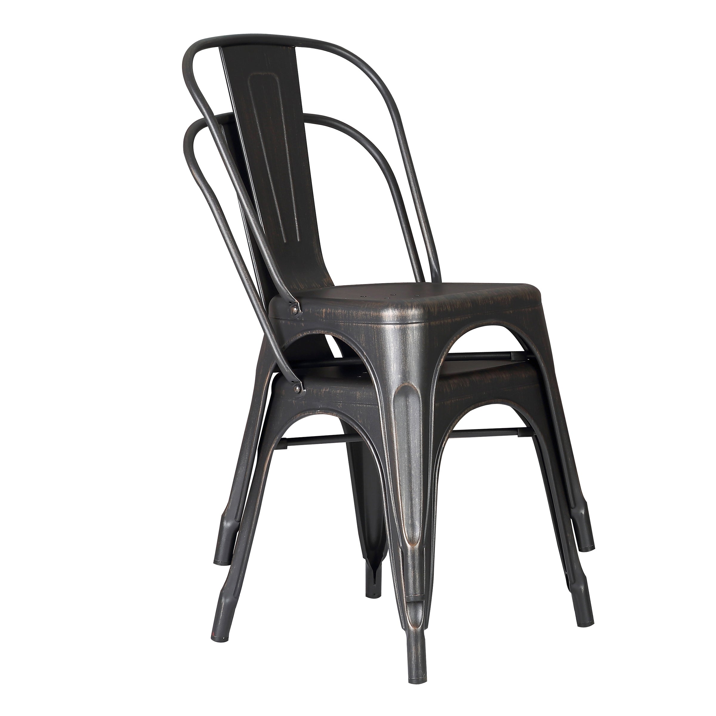 Set of 4 Stackable Metal Dining Chairs