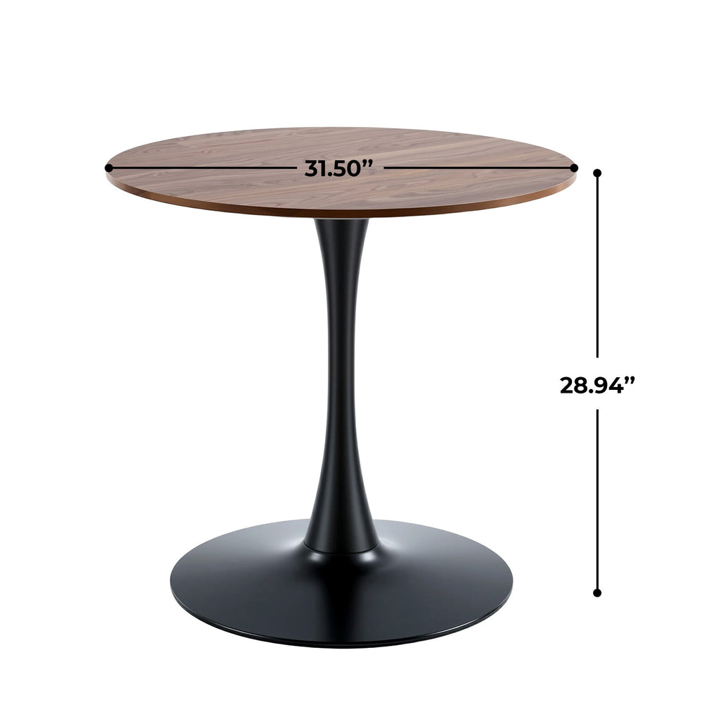 31.5" Walnut Color Top Tulip Table