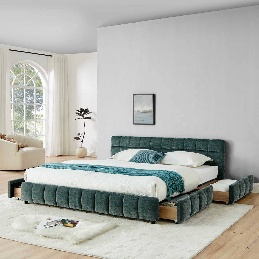 King Size Upholstered Bed with Storage Drawer