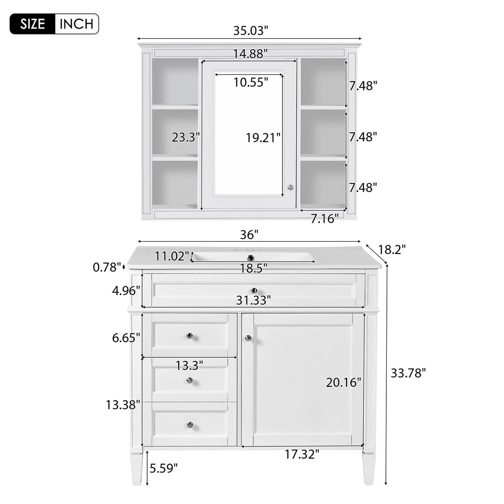 36" Bathroom Vanity with Medicine Cabinet