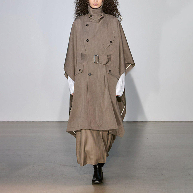 Cape Trench Coat For Women Fall Long
