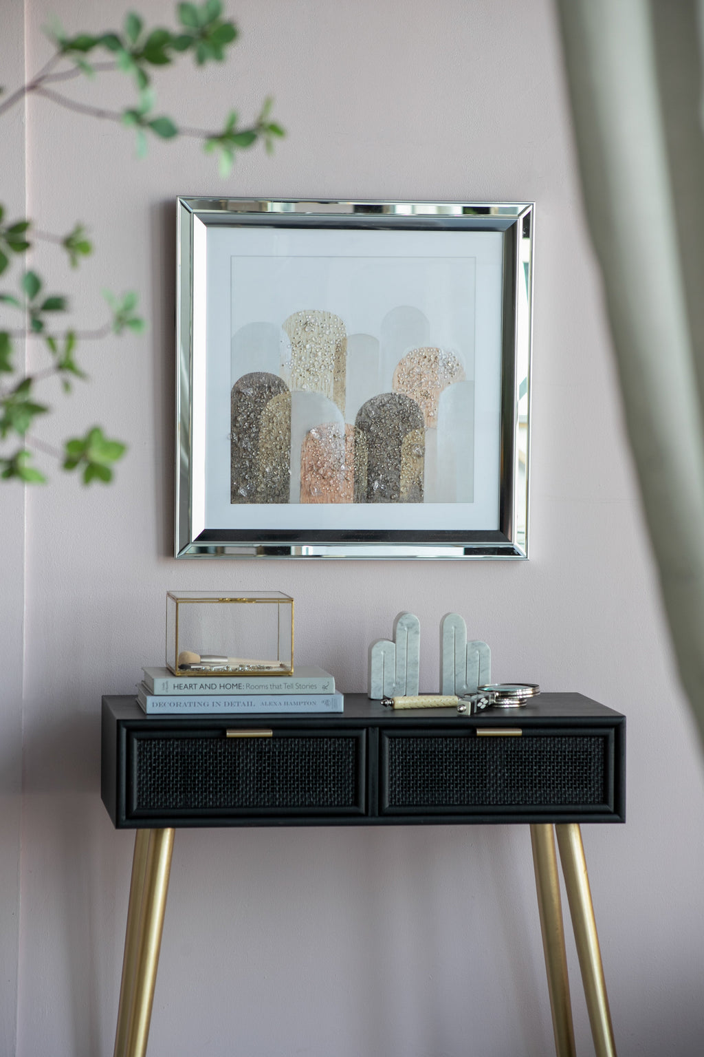 S/2 23.6x23.6" Kaiden Crystal Mirror Framed Wall Art
