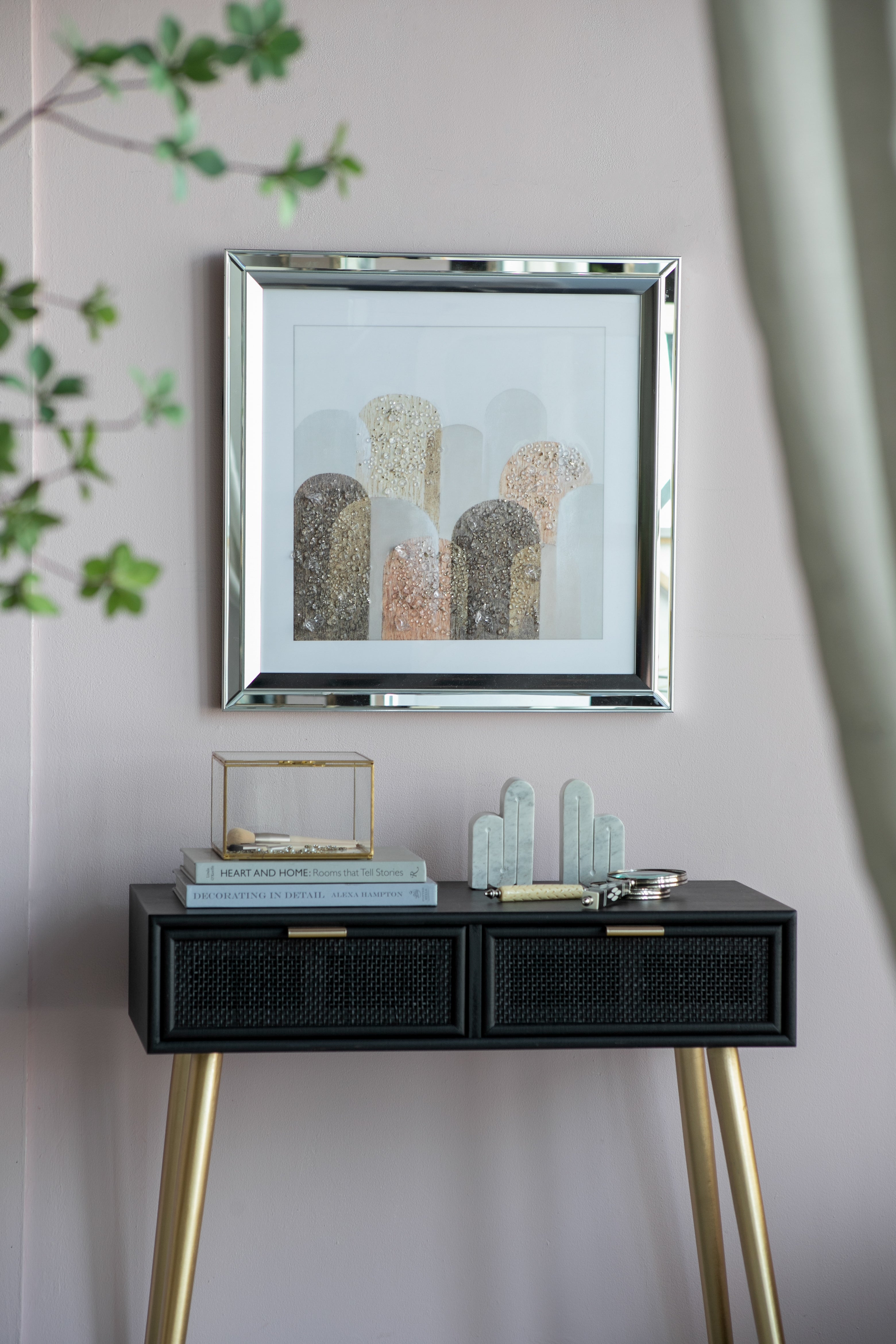S/2 23.6x23.6" Kaiden Crystal Mirror Framed Wall Art