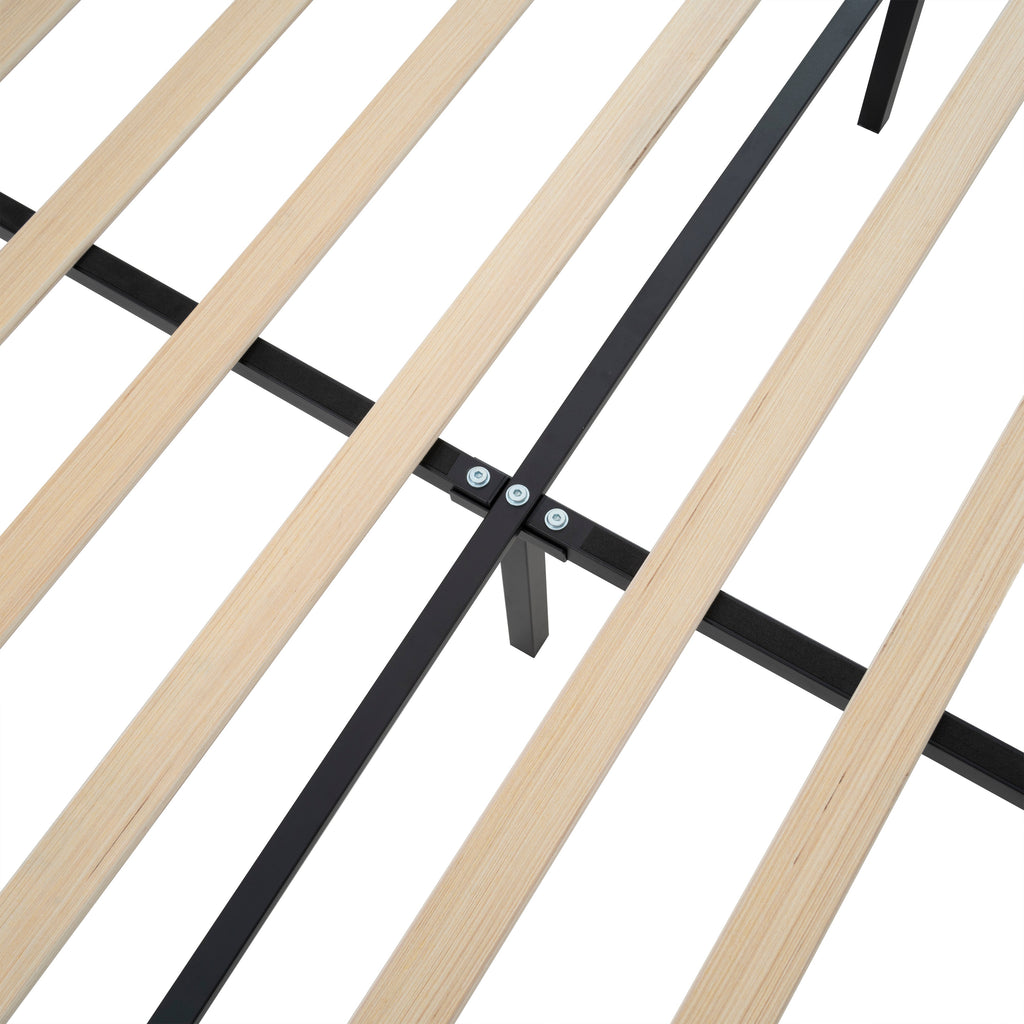 Queen Size Bed Frame with Upholstered Headboard