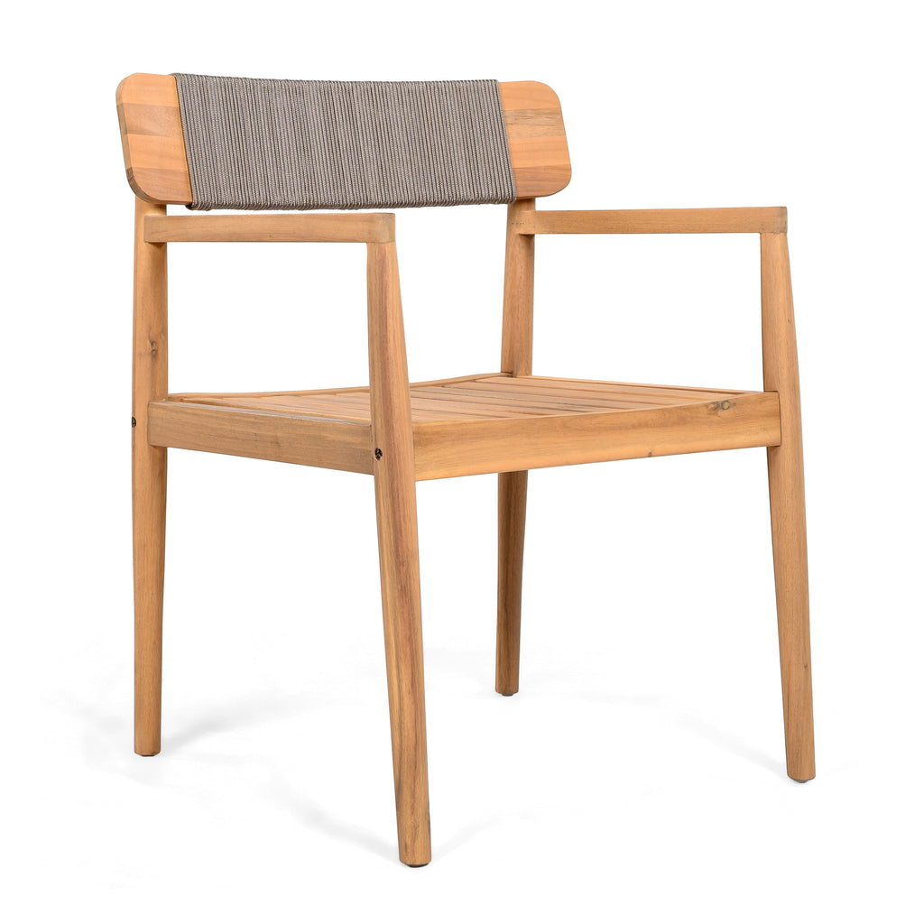 Creative Braided Acacia Wood Outdoor Dining Chairs
