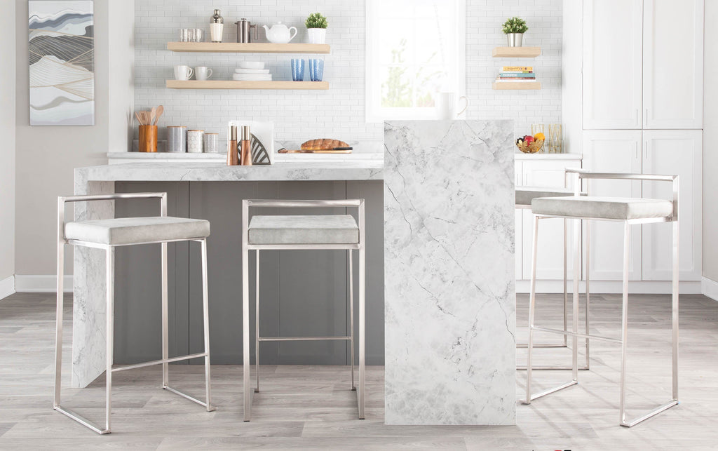 Contemporary Stackable Barstool in Stainless Steel with Light