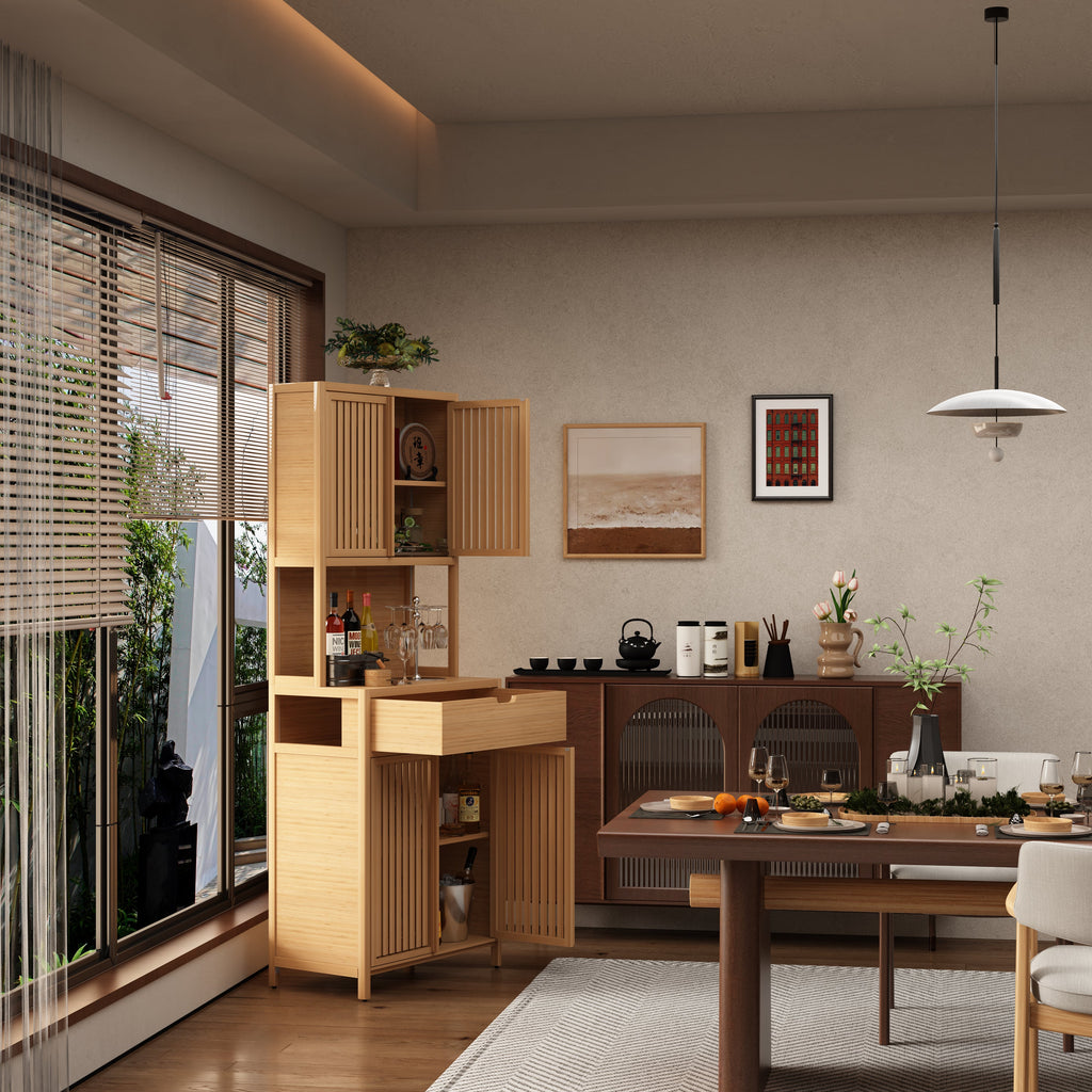 Double-Door Bamboo High-Capacity Storage Cabinet