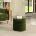 Fuji 19" Oversized Round Storage Ottoman, Olive