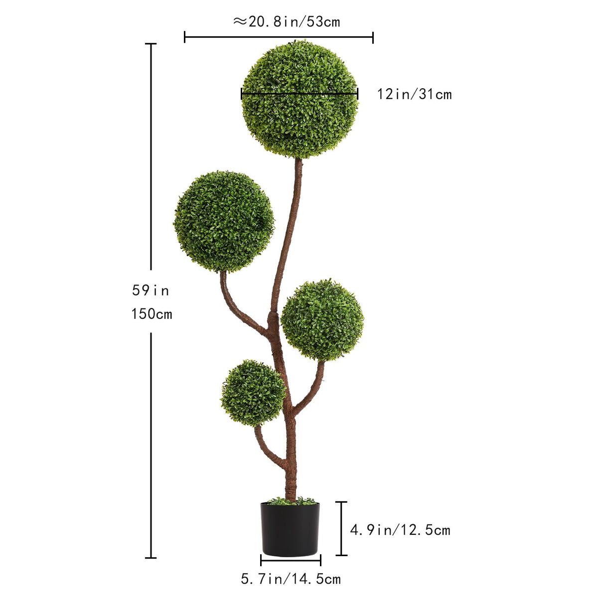 Artificial Boxwood Topiary Tree - 5FT Tall Triple Ball Shape