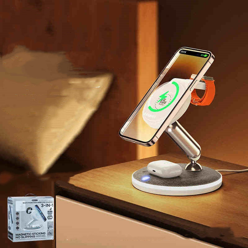 Multifunctional Wireless Desktop W90 3-in-1 Charger With Light