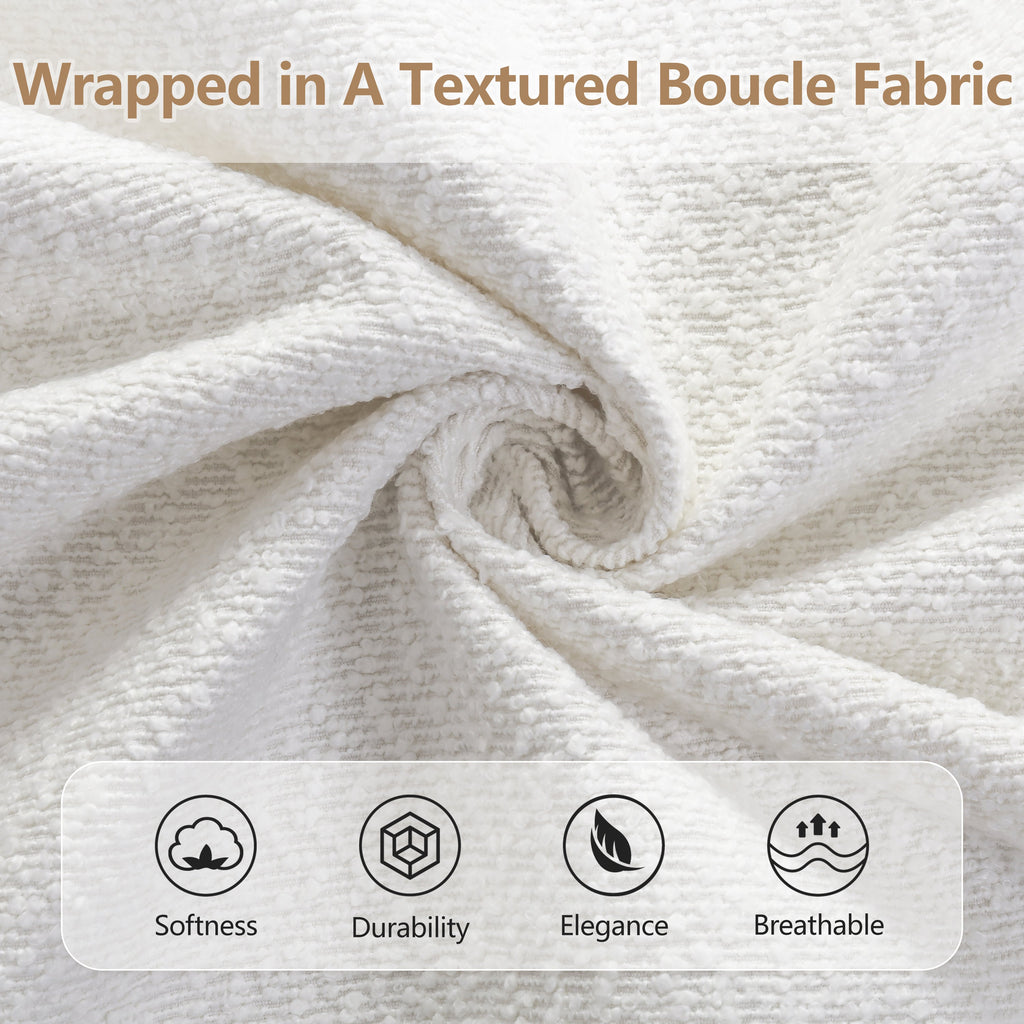 King Size Bed Frame with Boucle Fabric