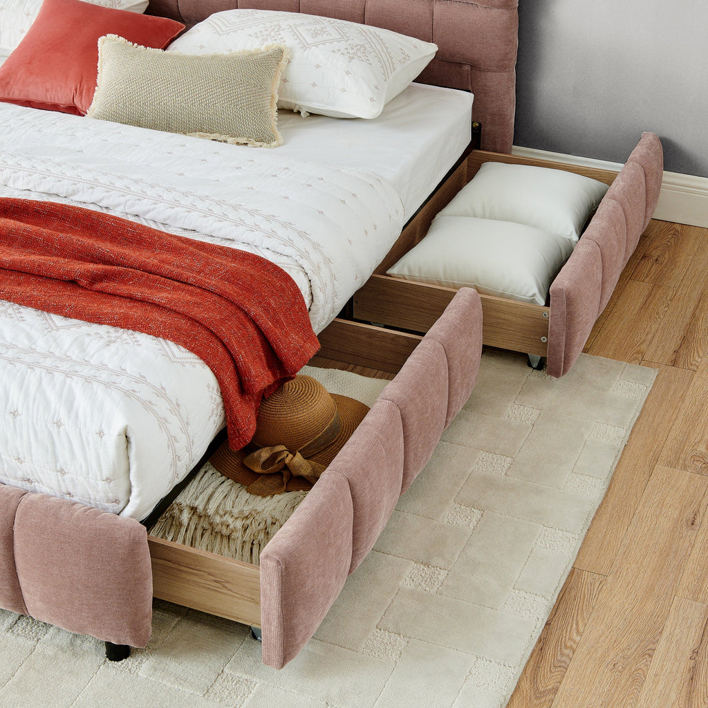 King Size Upholstered Bed Frame with Storage