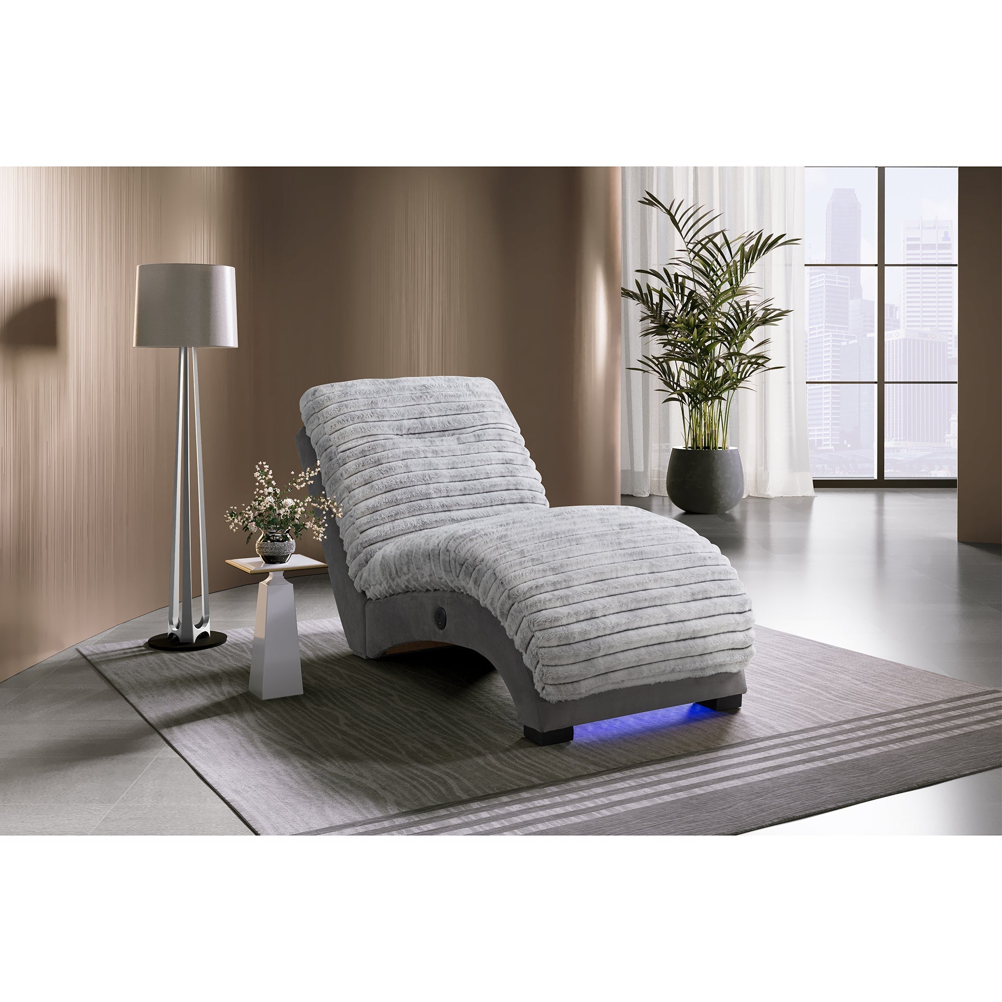 Denise Nickel Accent Chaise With USB