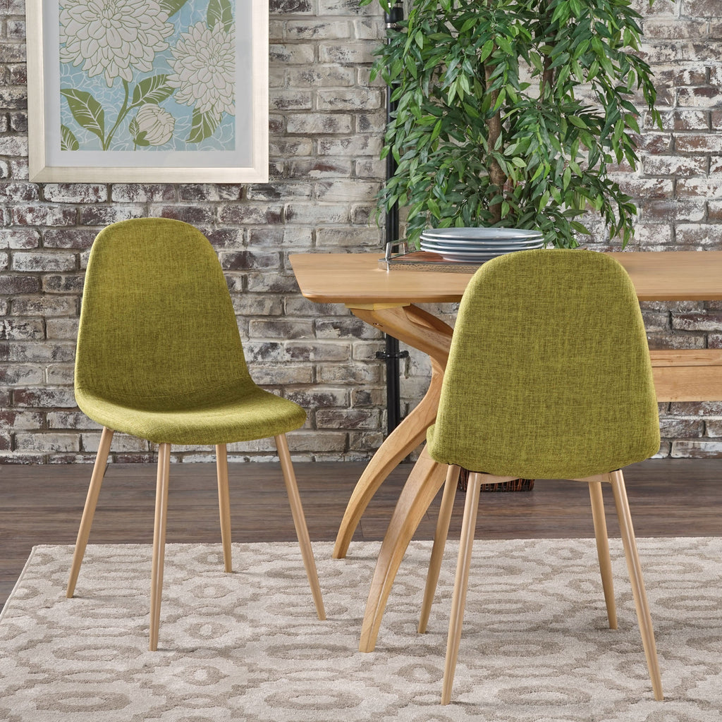 Mid-Century Modern Fabric Upholstered Dining Chairs, Set of 2