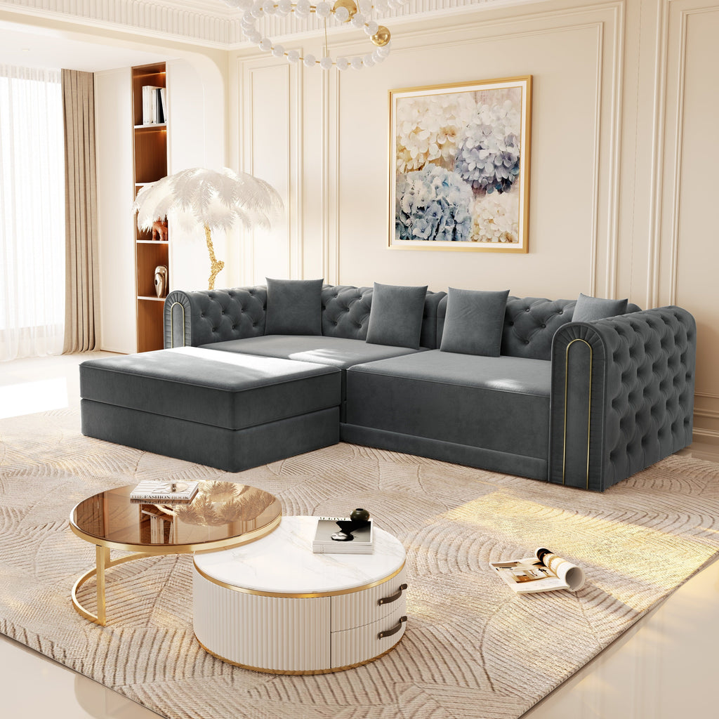 90.6" 3-in-1 Convertible Sleeper Sofa