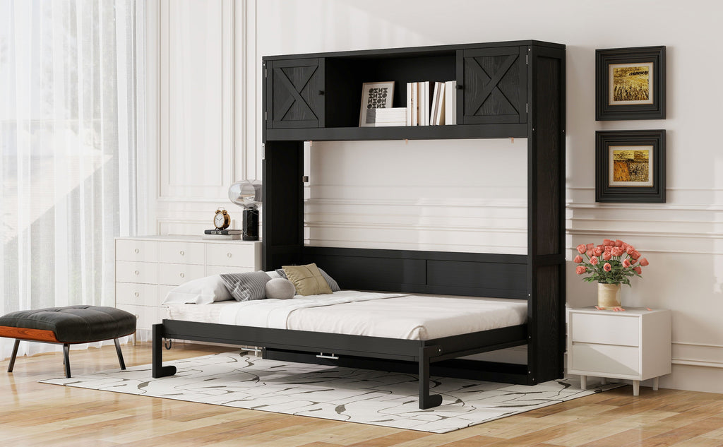 Full Size Murphy Bed with Storage Cabinets