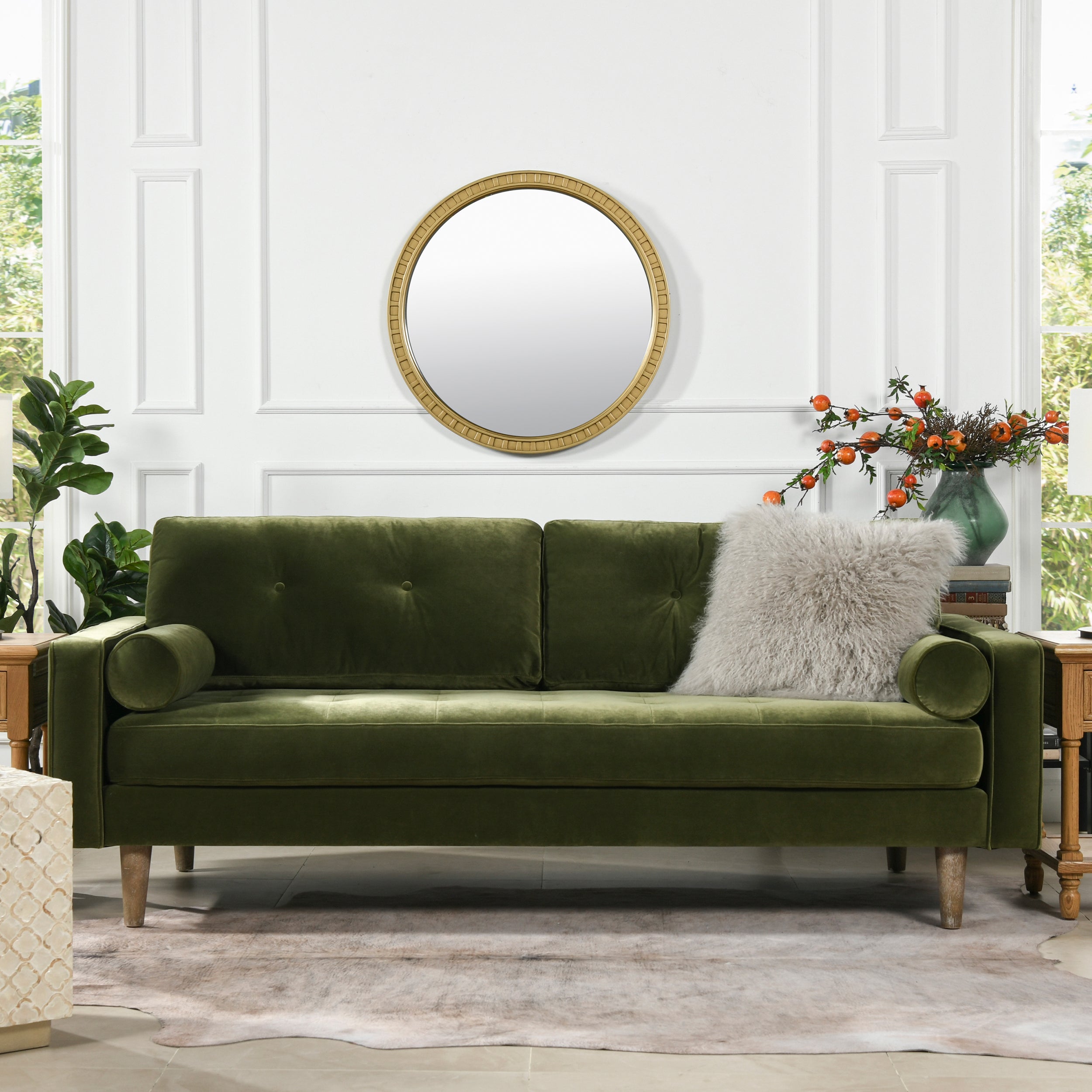 Nicholas 83.5" Mid-Century Modern Sofa, Olive