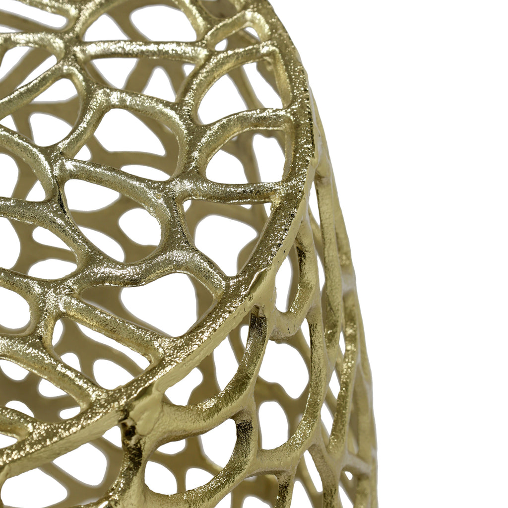 Aluminum Drum End Table with Intricate Design – Gold
