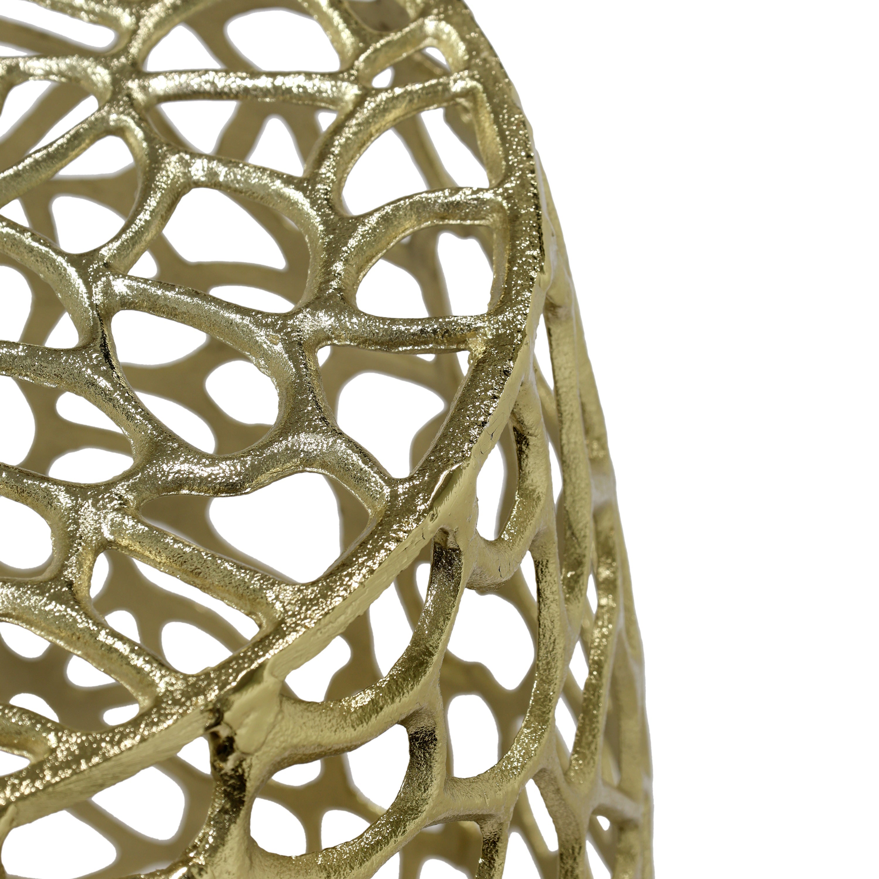 Aluminum Drum End Table with Intricate Design – Gold