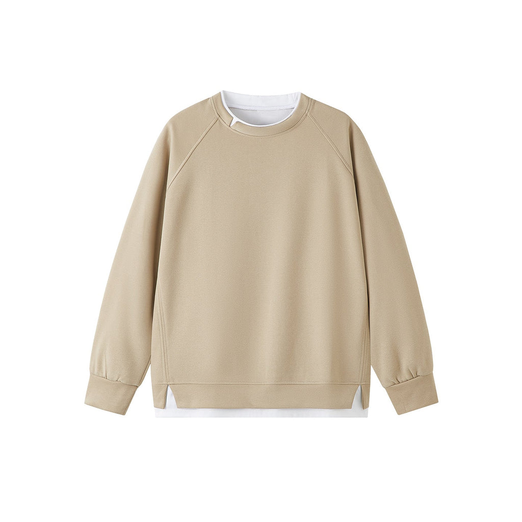 Womens Spliced Crew-neck Pullover Top