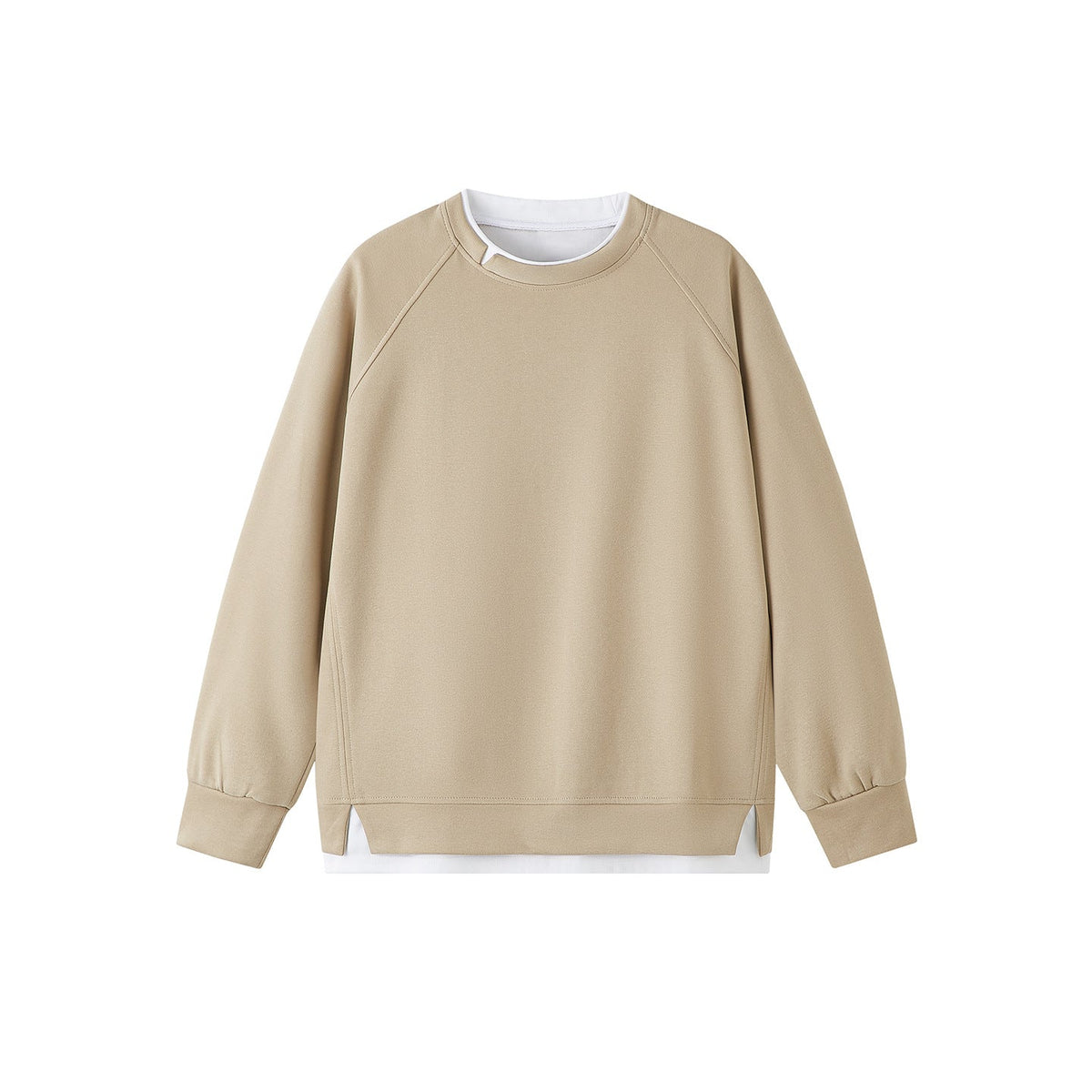 Womens Spliced Crew-neck Pullover Top