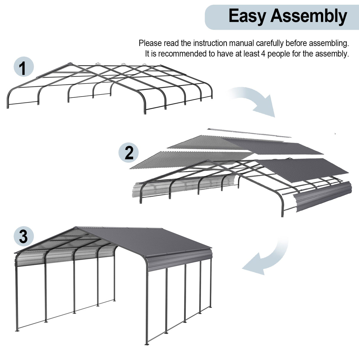 12 x 20 FT Heavy Duty Metal Carport