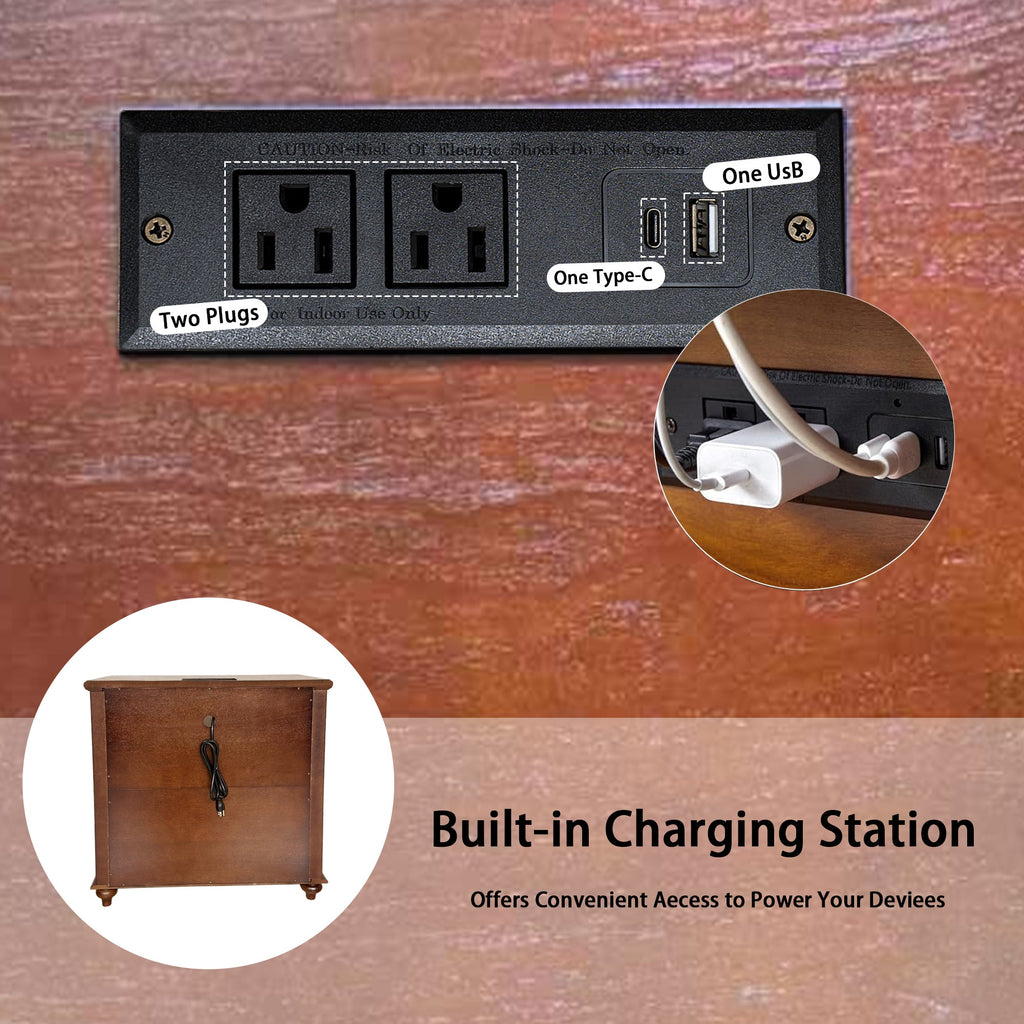28" Nightstand with Charging Station