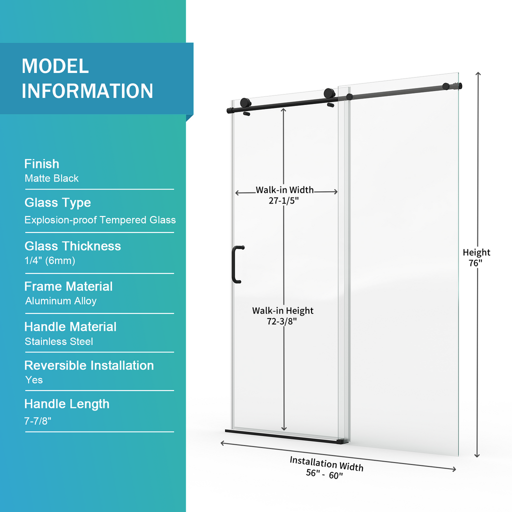 Frameless Single Sliding Shower Door