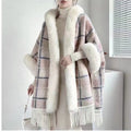 New Winter Hooded Cloak Shawl Fleece-lined And Extra-thick Latest Style