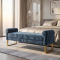 65" Ottoman Bench, Chenille Bench for Bedroom