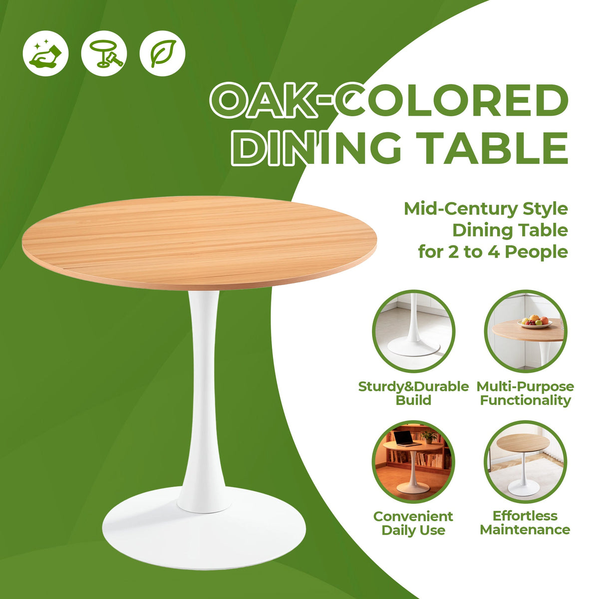 31.5" Oak Color Top Tulip Table