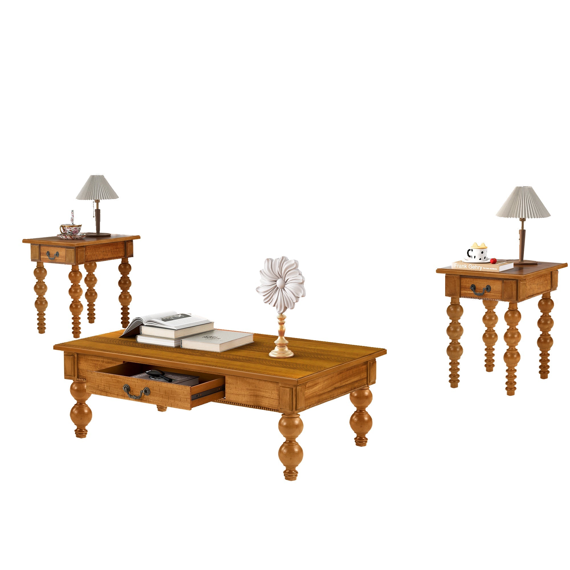 Rectangular Wooden Coffee Table with Storage Drawer