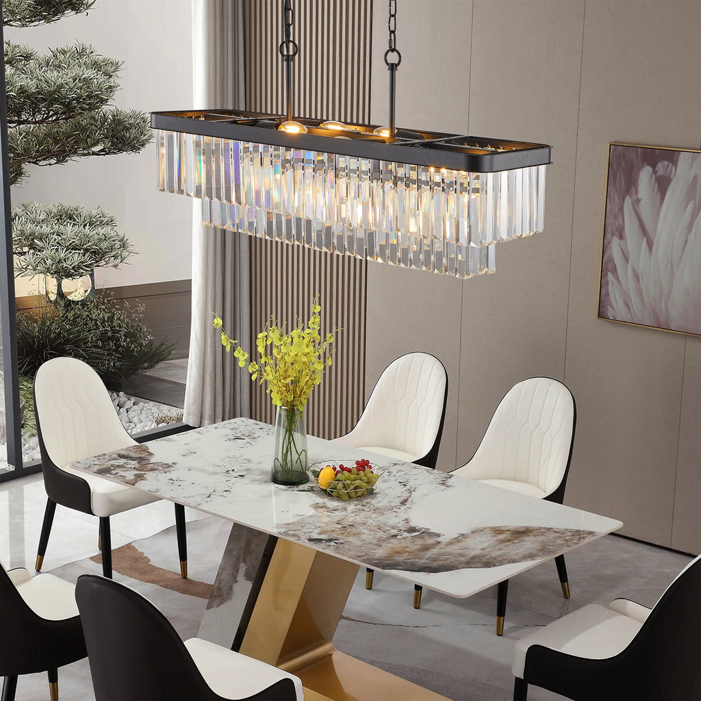 Adjustable Rectangular Crystal Chandelier
