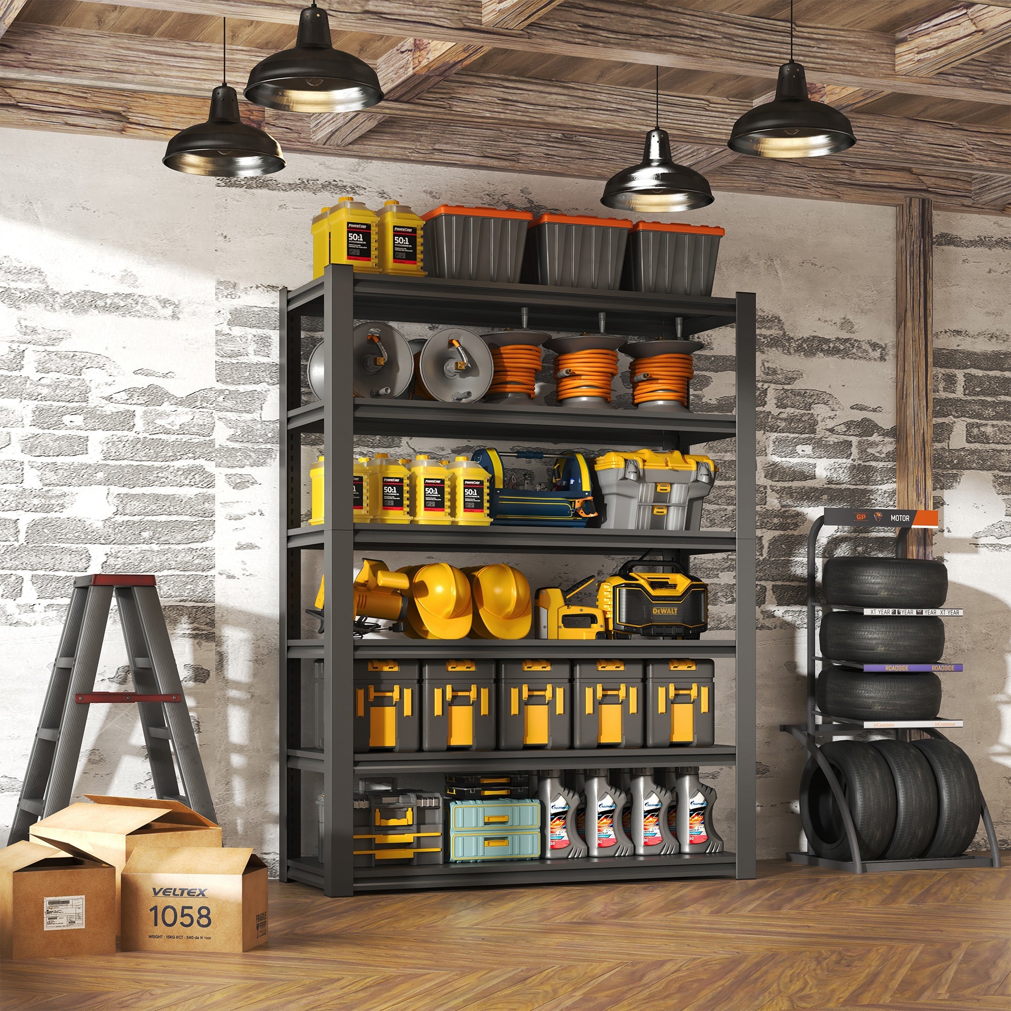 82"H 6 Tier Metal Shelves for Storage Garage Shelving