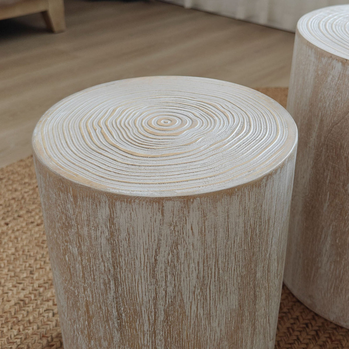 Set of 3 Rounded Wood Coffee Tables, End Tables, Plant Stands
