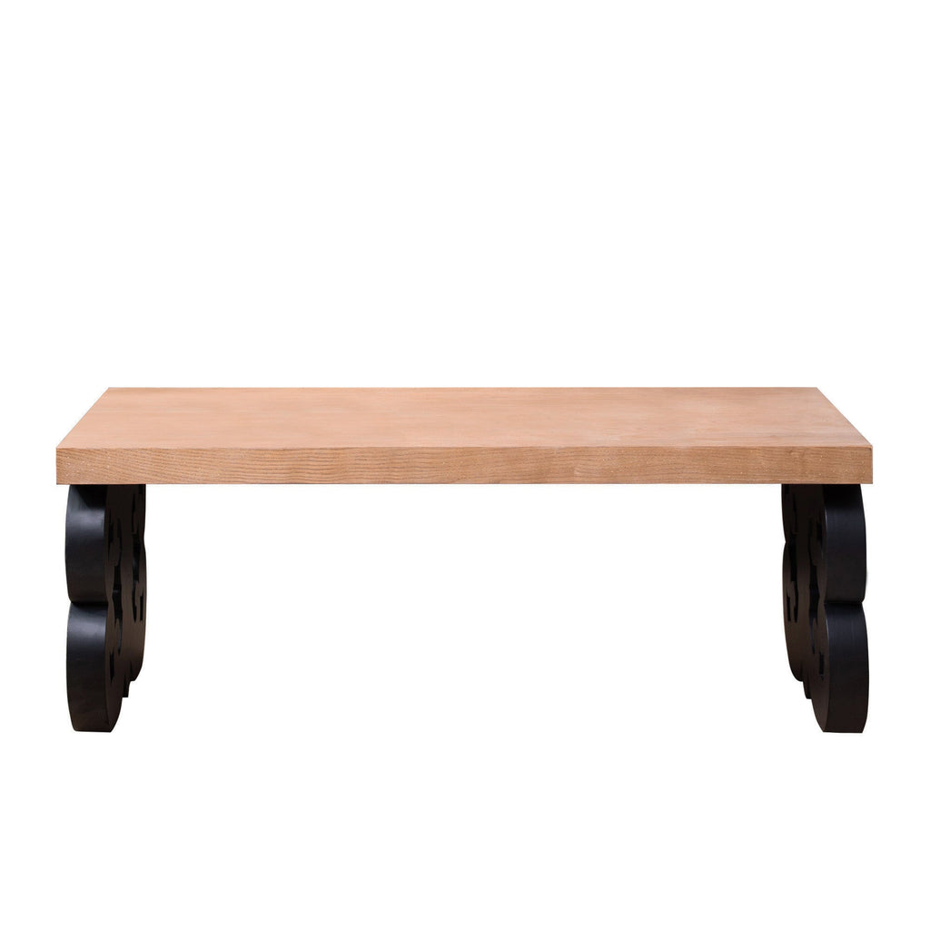 Black Scroll Base Coffee Table