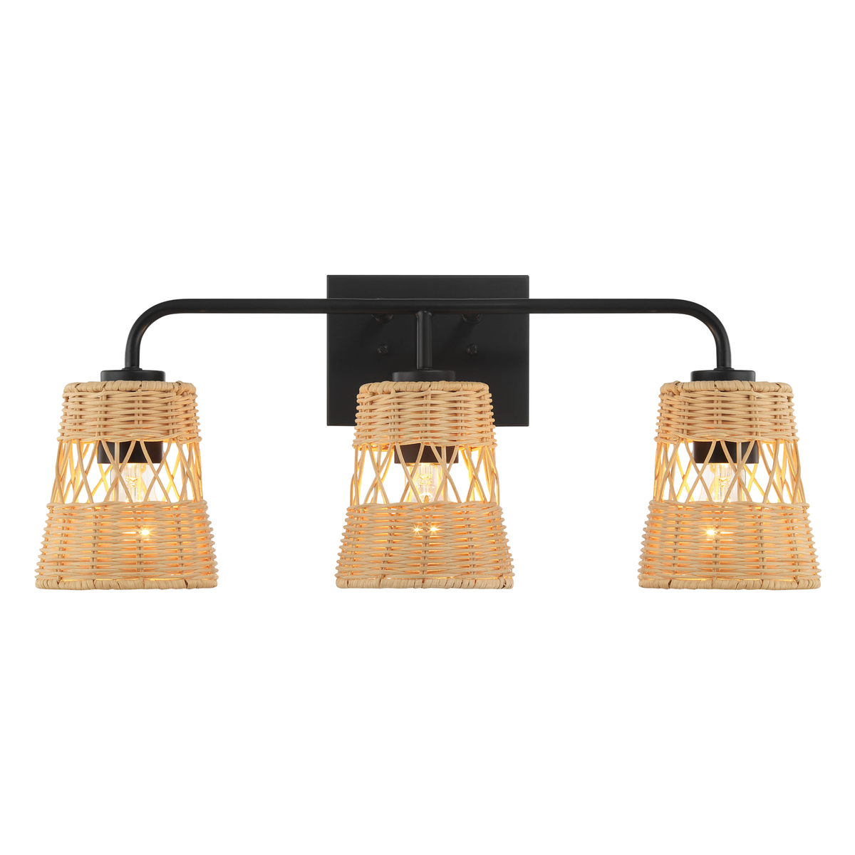 Moonlit Three Lights Wall Sconce with Rattan Shade