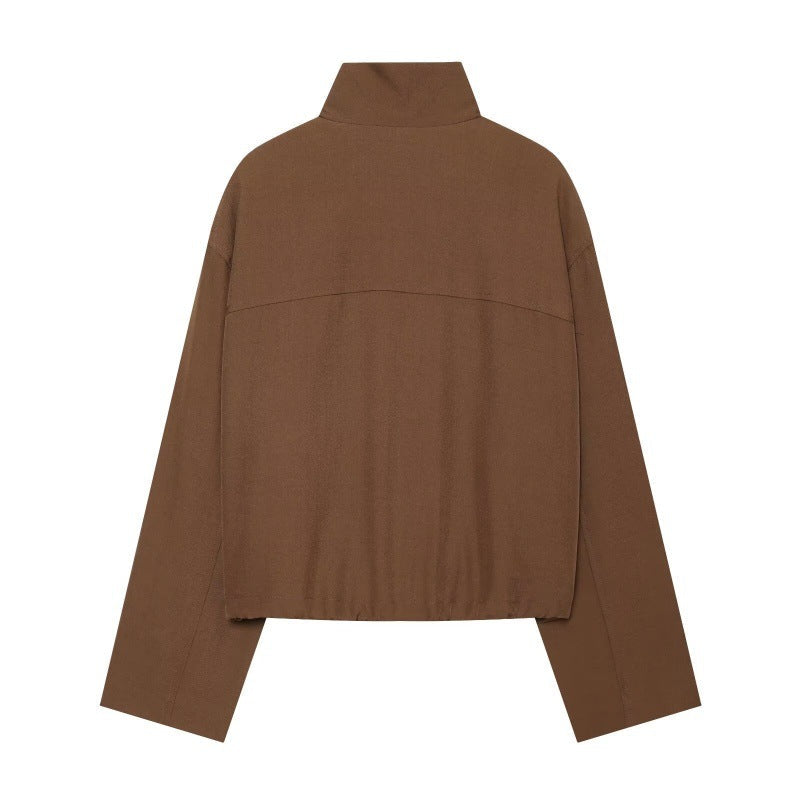 Womens Casual Jacket With A Chimney Collar