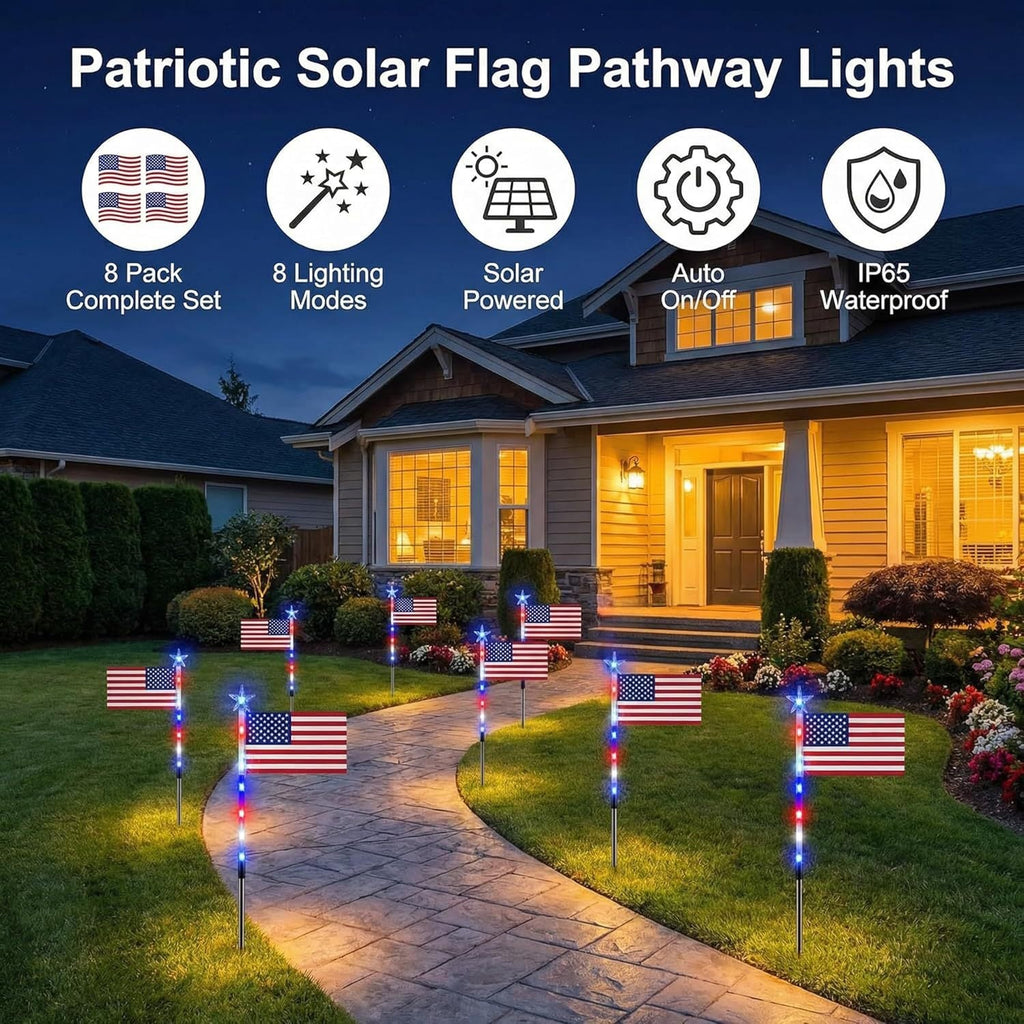LED Solar-Powered National Flag For Outdoor Courtyards And Villas
